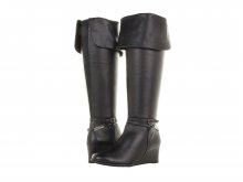 Ros Hommerson Tami Wide Shaft Black Leather wedge boot