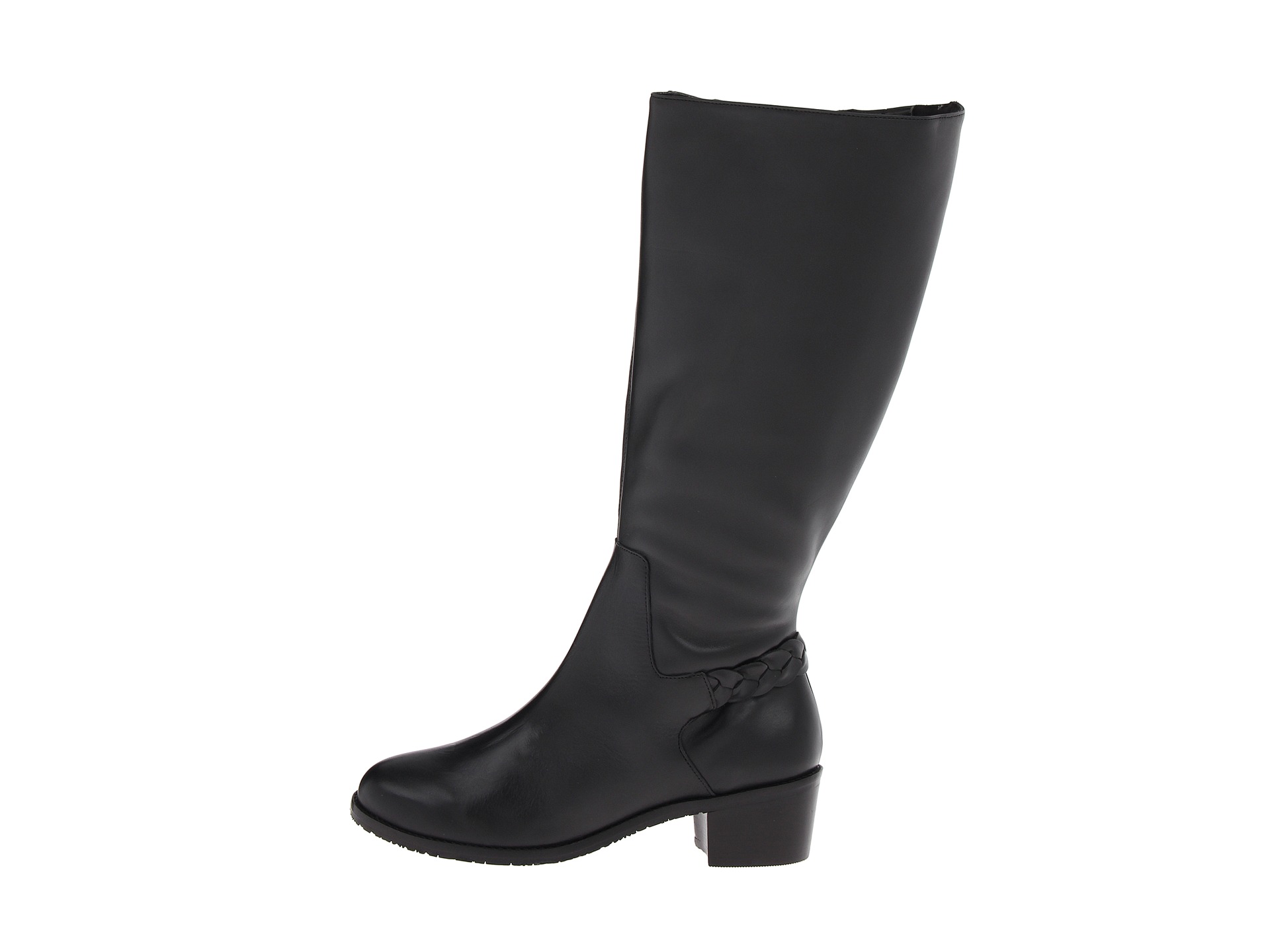 Rose Petals Women&#39;s Curly Wide Calf Leather Riding Boot Black - $209.99 : Wide Calf Boots ...