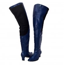 Peearge LB7060 Ladies Thigh High Boots Navy Leather
