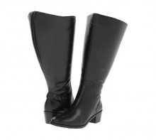 Rose Petals Curly Super Wide Calf Leather Riding Boot Black