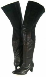 Peearge LB7060 Ladies Thigh High Boots Black Leather