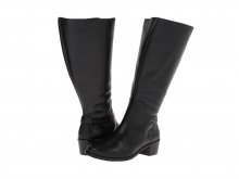 Rose Petals Women's Curly Wide Calf Leather Riding Boot Black