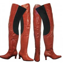 Peearge LB7060 Ladies Thigh High Boots Red Leather