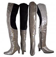 Peearge LB7060 Ladies Thigh High Boots Gray Leather