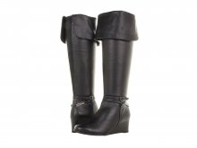 Ros Hommerson Tami Extra Wide Shaft Black Leather wedge boot