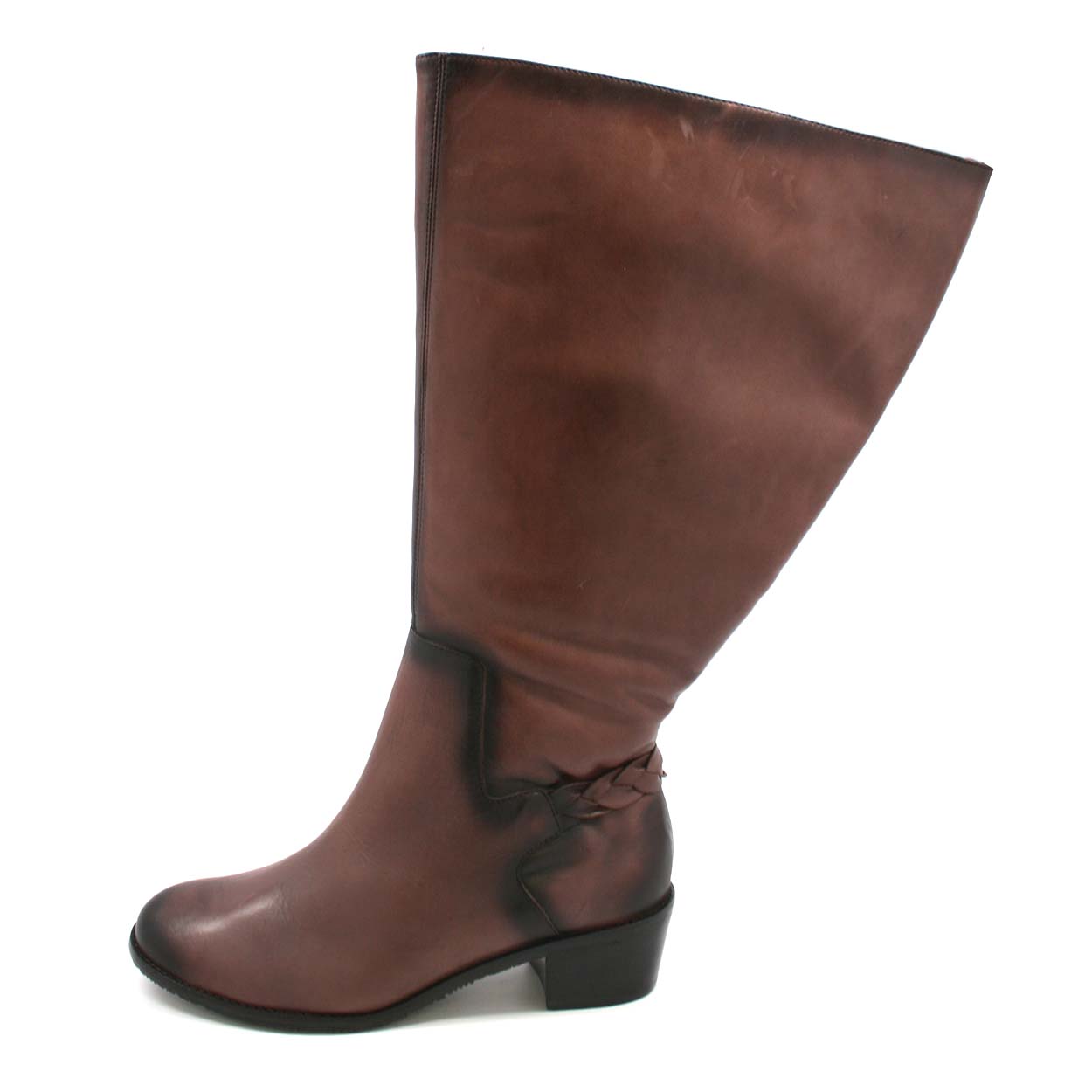 Rose Petals Curly Super Wide Calf Leather Riding Boot Tobacco - $202.30 : Slim and Skinny Calf ...