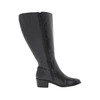 Rose Petals Curly Super Wide Calf Leather Riding Boot Black