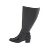 Rose Petals Curly Super Wide Calf Leather Riding Boot Black