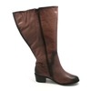Rose Petals Curly Super Wide Calf Leather Riding Boot Tobacco