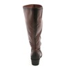 Rose Petals Curly Super Wide Calf Leather Riding Boot Tobacco