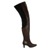 Peearge LB7060 Ladies Thigh High Boots Brown Leather