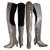 Peearge LB7060 Ladies Thigh High Boots Gray Leather