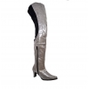 Peearge LB7060 Ladies Thigh High Boots Gray Leather