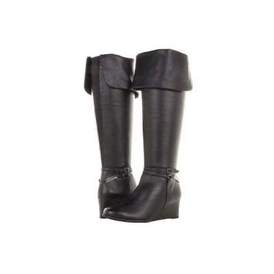Ros Hommerson Tami Extra Wide Shaft Black Leather wedge boot