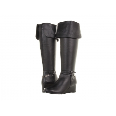 Ros Hommerson Tami Extra Wide Shaft Black Leather wedge boot